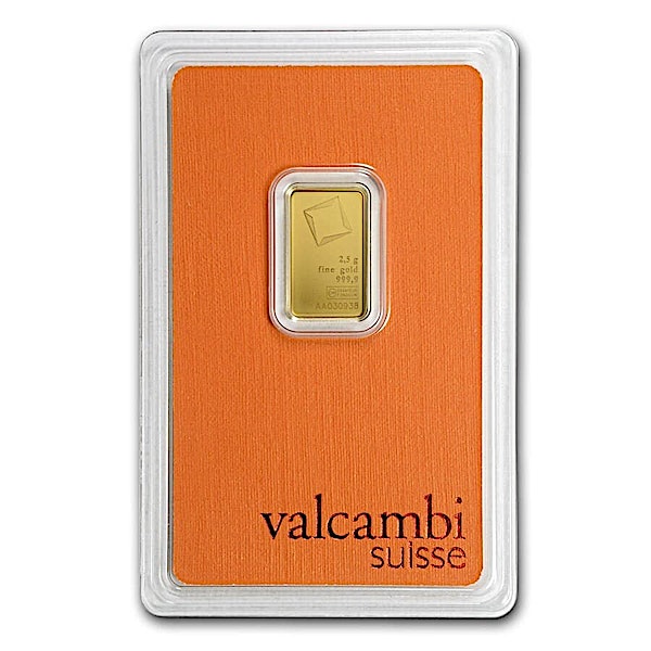 Buy 2.5 Gram Valcambi Swiss Gold Bullion Bar