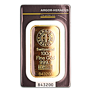 100 Gram Argor-Heraeus Swiss Gold Bullion Bar (Pre-Owned in Good Condition)