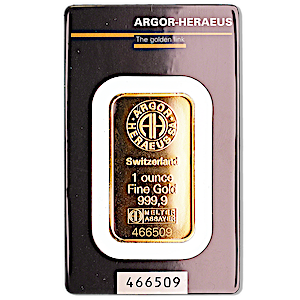 1 oz Argor-Heraeus Swiss Gold Bullion Bar (Pre-Owned in Good Condition)