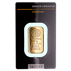 10 Gram Argor-Heraeus Swiss Gold Bullion Bar