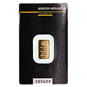 2.5 Gram Argor-Heraeus Swiss Gold Bullion Bar