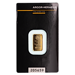 2.5 Gram Argor-Heraeus Swiss Gold Bullion Bar
