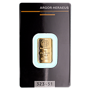 5 Gram Argor-Heraeus Swiss Gold Bullion Bar