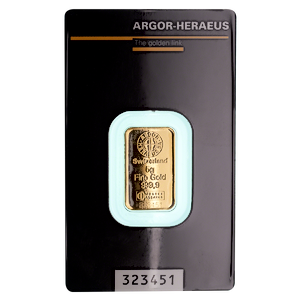 5 Gram Argor-Heraeus Swiss Gold Bullion Bar