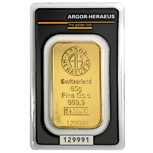 50 Gram Argor-Heraeus Kinebar Gold Bullion Bar