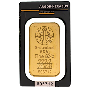 100 Gram Argor-Heraeus Swiss Gold Bullion Bar (Pre-Owned in Good Condition)