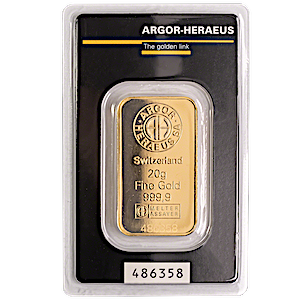 20 Gram Argor-Heraeus Swiss Gold Bullion Bar