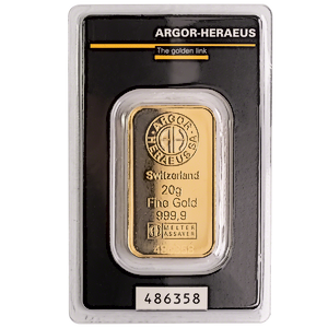20 Gram Argor-Heraeus Swiss Gold Bullion Bar