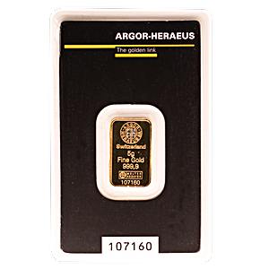 5 Gram Argor-Heraeus Kinebar Gold Bullion Bar