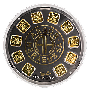 10 x 1 Gram Argor-Heraeus GoldSeed Gold Bullion Bar