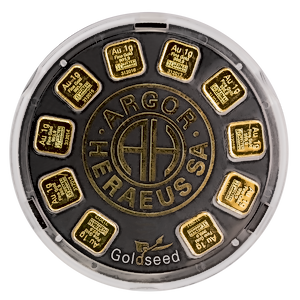10 x 1 Gram Argor-Heraeus GoldSeed Gold Bullion Bar