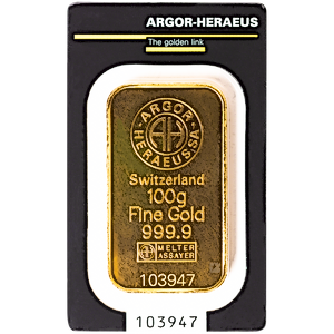 100 Gram Argor-Heraeus KineBar Gold Bullion Bar