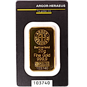 20 Gram Argor-Heraeus Swiss Gold Bullion Bar