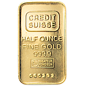 1/2 oz Credit Suisse Gold Bullion Bar (Pre-Owned in Good Condition)