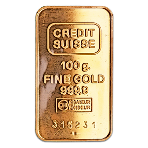 100 Gram Credit Suisse Gold Bullion Bar (Pre-Owned in Good Condition)