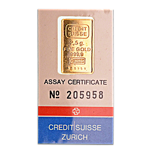 2.5 Gram Credit Suisse Gold Bullion Bar (Pre-Owned in Good Condition)