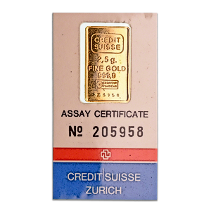2.5 Gram Credit Suisse Gold Bullion Bar (Pre-Owned in Good Condition)