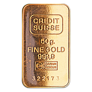 50 Gram Credit Suisse Gold Bullion Bar (Pre-Owned in Good Condition)
