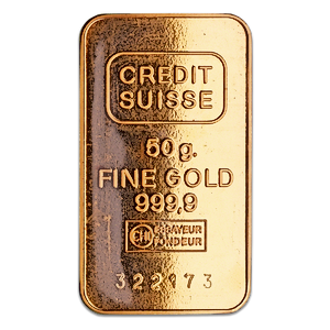 50 Gram Credit Suisse Gold Bullion Bar (Pre-Owned in Good Condition)