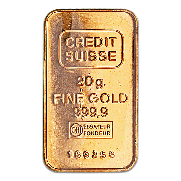 Credit Suisse Gold Bar - 20 g | Produced by Swiss Valcambi