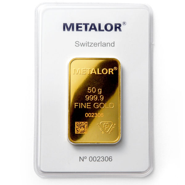 Metalor Gold Bar 50 G Bullionstar Singapore