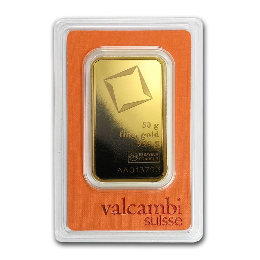 50 Gram Valcambi Swiss Gold Bullion Bar