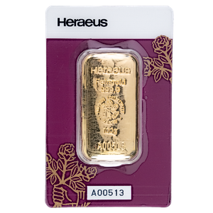 100 Gram Heraeus Cast Gold Bullion Bar