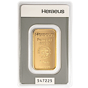 1 oz Heraeus Gold Bullion Bar