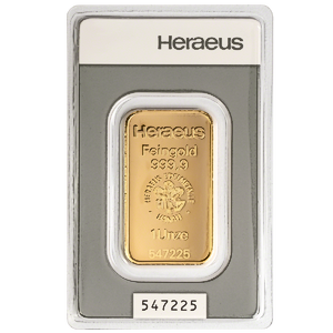 1 oz Heraeus Gold Bullion Bar
