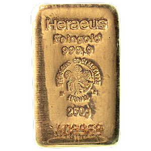 250 Gram Heraeus Gold Bullion Bar