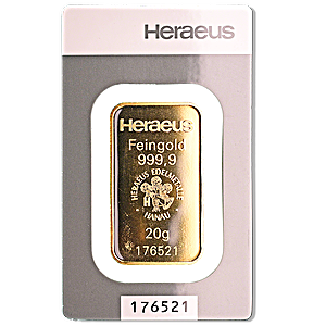 20 Gram Heraeus Gold Bullion Bar