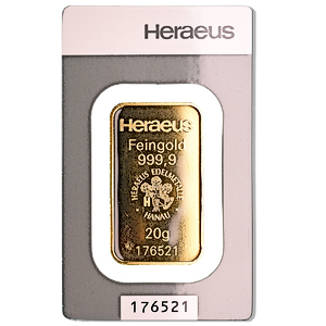 20 Gram Heraeus Gold Bullion Bar