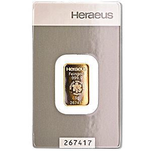 5 Gram Heraeus Gold Bullion Bar