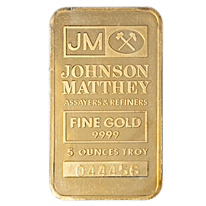 5 oz Johnson Matthey Gold Bullion Bar (Pre-Owned in Good Condition)