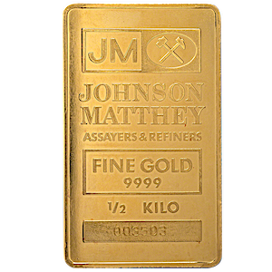 500 Gram Johnson Matthey Gold Bullion Bar