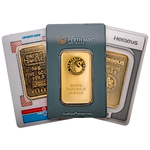 50 Gram Gold Bullion Bar - Various LBMA Brands (Pre-Owned in Good Condition)