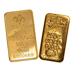 250 Gram Gold Bullion Bar - Various LBMA Brands (Pre-Owned in Good Condition)