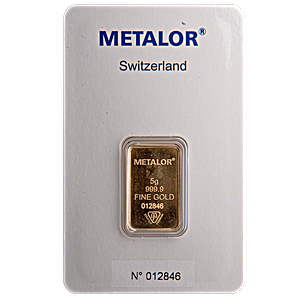 5 Gram Metalor Swiss Gold Bullion Bar (Pre-Owned in Good Condition)