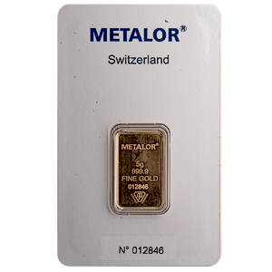 5 Gram Metalor Swiss Gold Bullion Bar (Pre-Owned in Good Condition)
