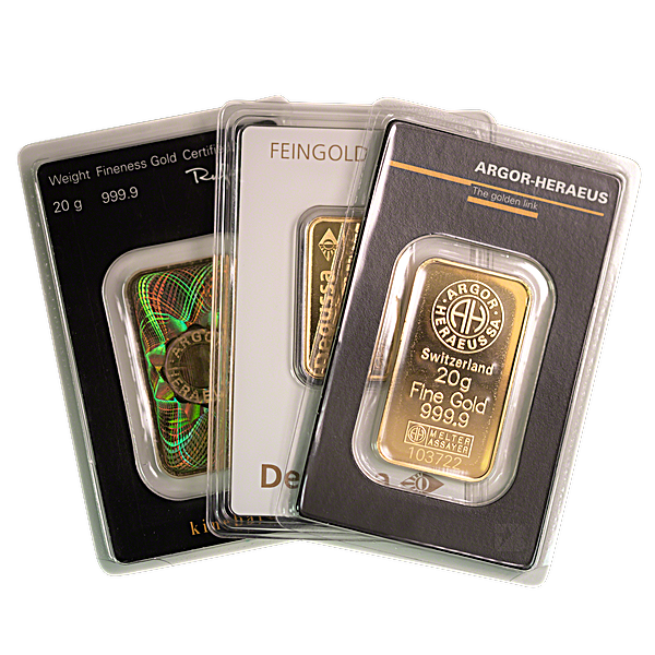 Buy 20 Gram Pre-Owned Gold Bullion Bars - Various Brands