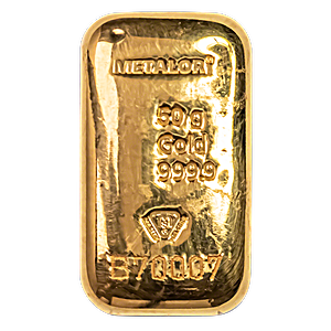 50 Gram Metalor Swiss Cast Gold Bullion Bar