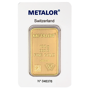 100 Gram Metalor Swiss Gold Bullion Bar