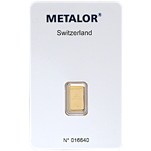 1 Gram Metalor Swiss Gold Bullion Bar
