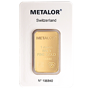 1 oz Metalor Swiss Gold Bullion Bar (Pre-Owned in Good Condition)