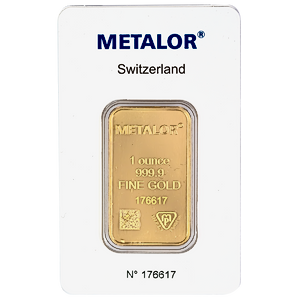 1 oz Metalor Swiss Gold Bullion Bar