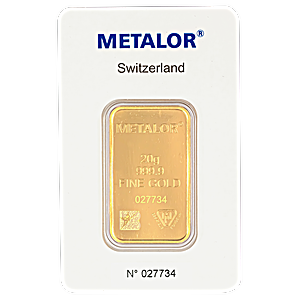 20 Gram Metalor Swiss Gold Bullion Bar