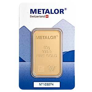 50 Gram Metalor Swiss Gold Bullion Bar