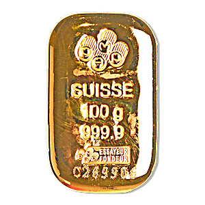 100 Gram PAMP Swiss Cast Gold Bullion Bar