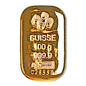 100 Gram PAMP Swiss Cast Gold Bullion Bar
