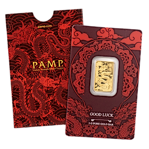 5 gram PAMP Gold Good Luck Dragon Bar (Pre-Owned in Good Condition)